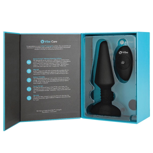Анальная римминг-пробка с ДУ b-Vibe Rimming Plug 2, голубой E26455 - b-Vibe - С вибрацией - Купить