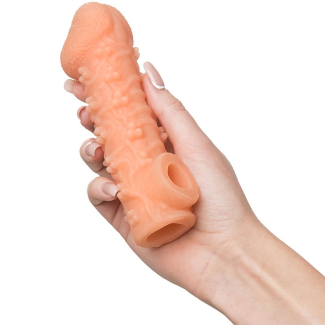 Насадка Kokos Nude Sleeve 003 M с подхватом мошонки и открытой головкой, телесная NS.003-M - KOKOS - Удлиняющие/утолщающие насадки - Купить