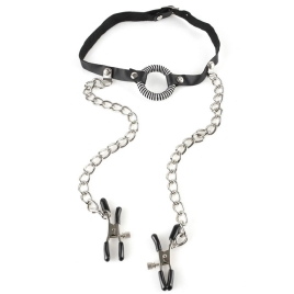 Кляп с зажимами O-Ring Gag & Nipple Clamps