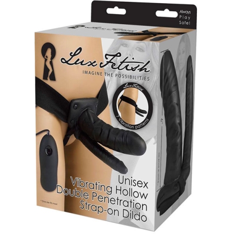 Страпон полый Lux Fetish Unisex Vibrating Double Penetrating